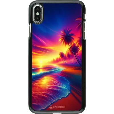 Coque iPhone Xs Max - Plage coucher soleil flashy