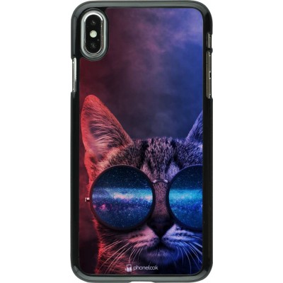 Hülle iPhone Xs Max - Red Blue Cat Glasses