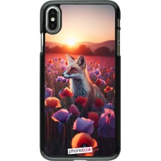 iPhone Xs Max Case Hülle - Purpurroter Fuchs bei Dammerung