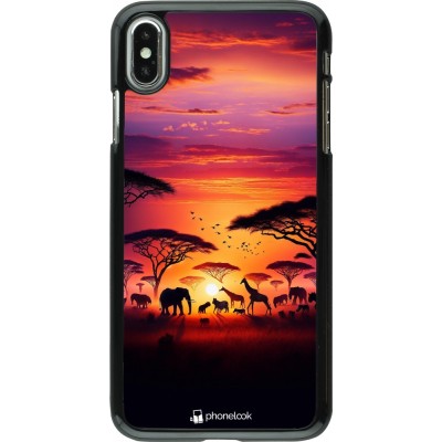 iPhone Xs Max Case Hülle - Safari Sonnenuntergang Wildtiere