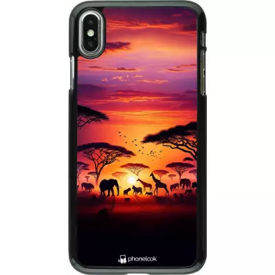 iPhone Xs Max Case Hülle - Safari Sonnenuntergang Wildtiere