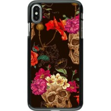 Coque iPhone Xs Max - Skulls and flowers