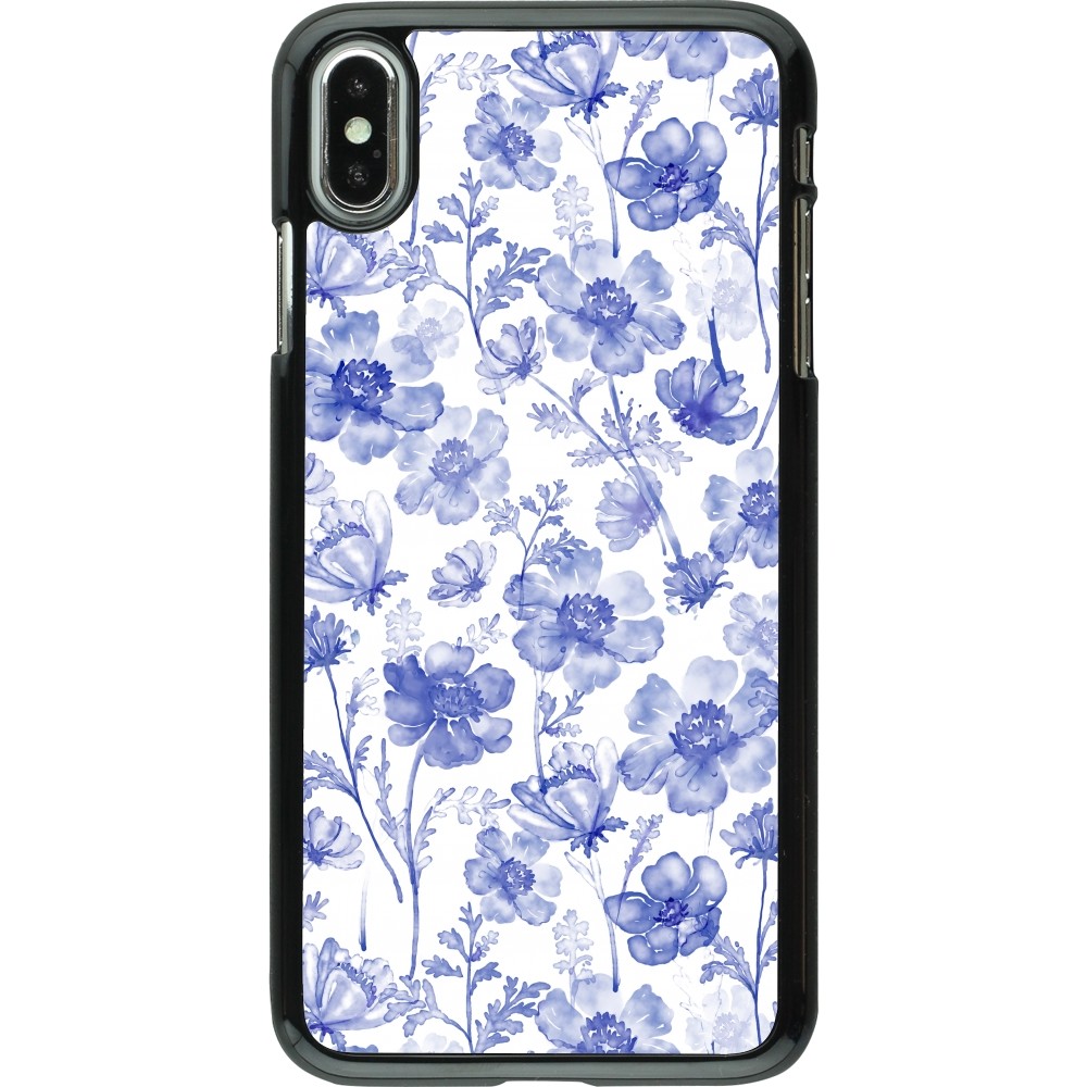 iPhone Xs Max Case Hülle - Spring 23 watercolor blue flowers