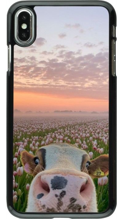 Coque iPhone Xs Max - Cow with tulips 2026