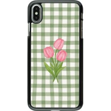 Coque iPhone Xs Max - Green vichy tulips Spring 2026