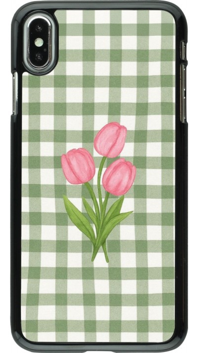 Coque iPhone Xs Max - Green vichy tulips 2026