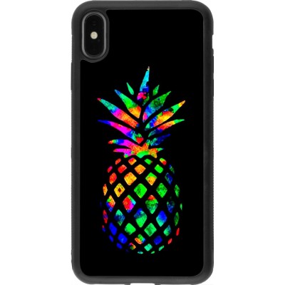 Hülle iPhone Xs Max - Silikon schwarz Ananas Multi-colors