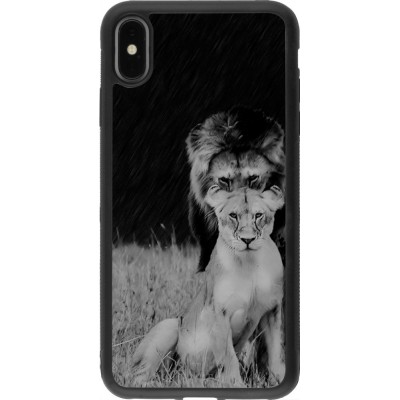 Coque iPhone Xs Max - Silicone rigide noir Angry lions