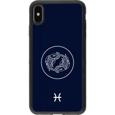 Coque iPhone Xs Max - Silicone rigide noir Astrologie Poissons