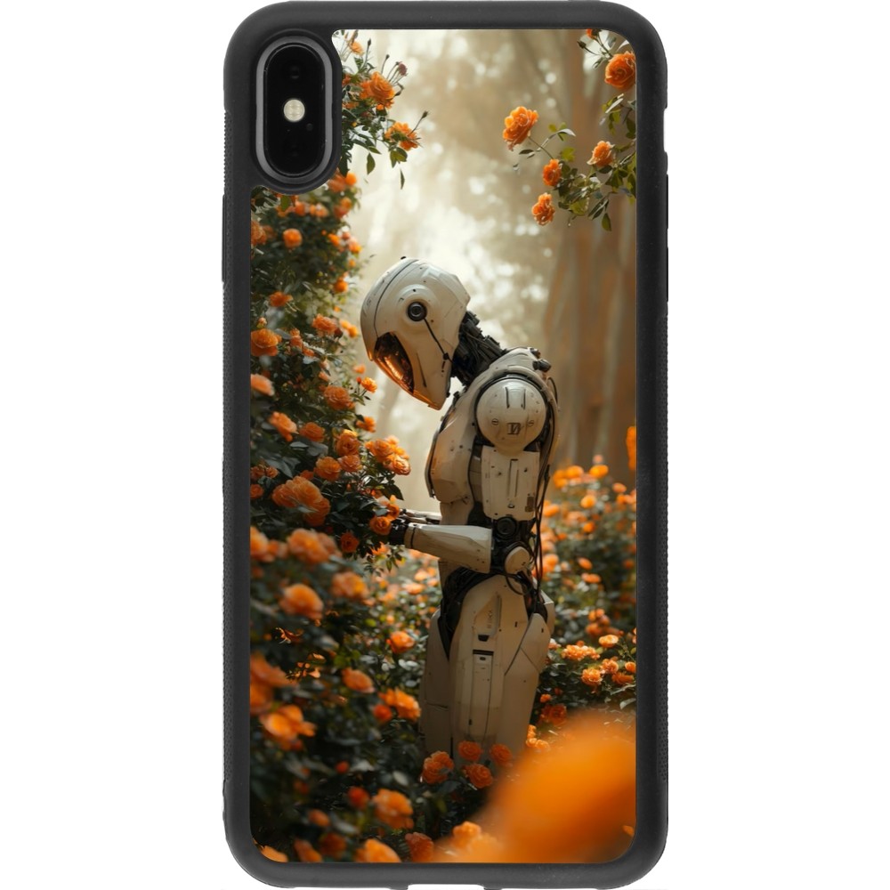 Coque iPhone Xs Max - Silicone rigide noir Astronaut flowers 2025
