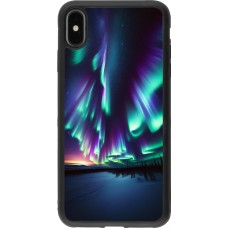Coque iPhone Xs Max - Silicone rigide noir Aurore Boréale Étincelante