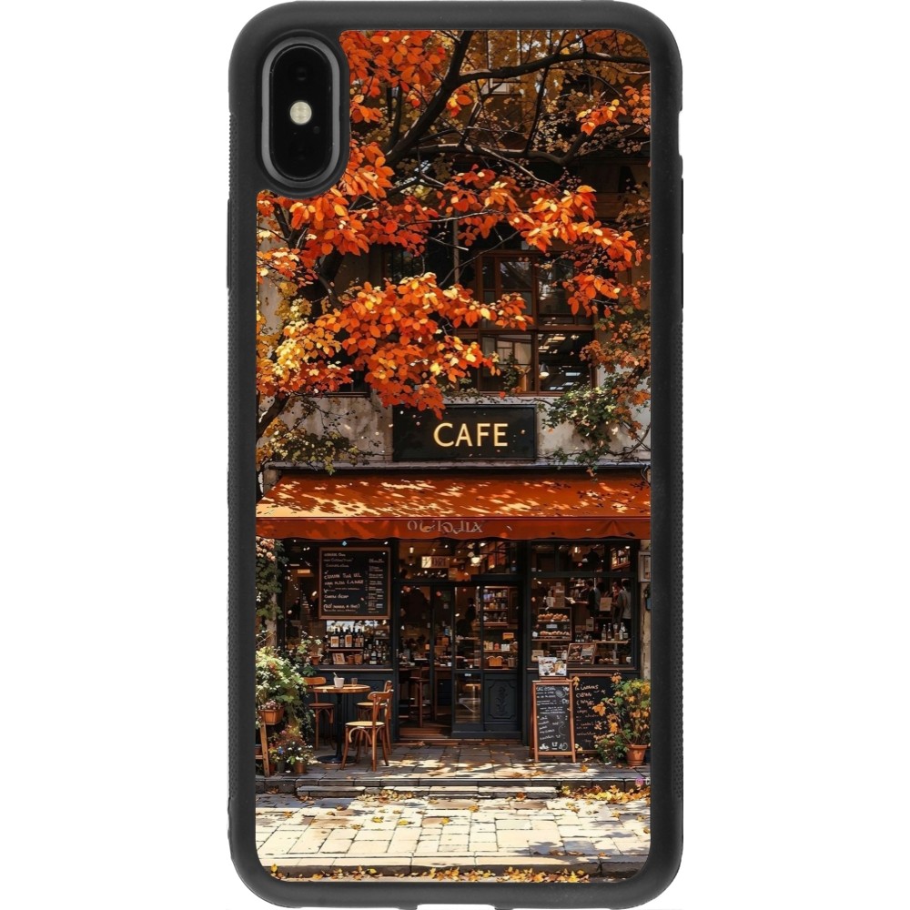 iPhone Xs Max Case Hülle - Silikon schwarz Autumn 25 Coffee shop