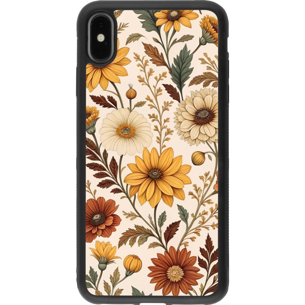 Coque iPhone Xs Max - Silicone rigide noir Autumn 25 Flower pattern