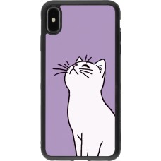 iPhone Xs Max Case Hülle - Silikon schwarz Chat auf lila Hintergrund