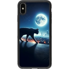 iPhone Xs Max Case Hülle - Silikon schwarz Schwarze Katze unter dem Vollmond