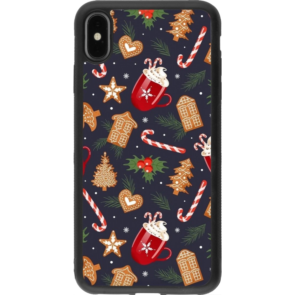 Coque iPhone Xs Max - Silicone rigide noir Christmas 25 Pattern Gingerbread House
