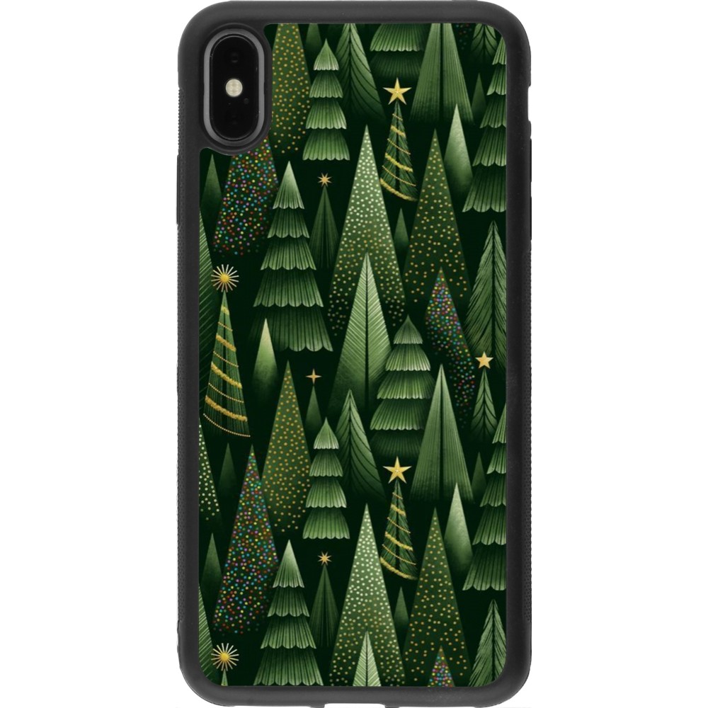 Coque iPhone Xs Max - Silicone rigide noir Christmas 25 Pattern Xmas Tree