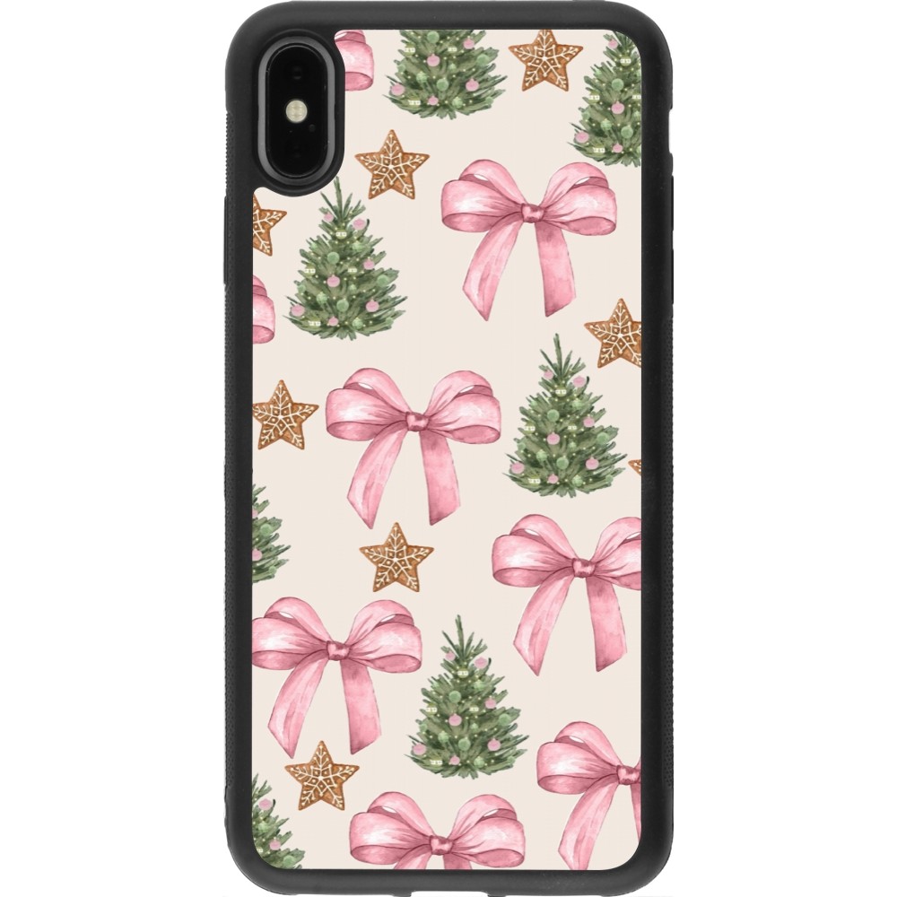 Coque iPhone Xs Max - Silicone rigide noir Christmas 25 Vintage Ribbons