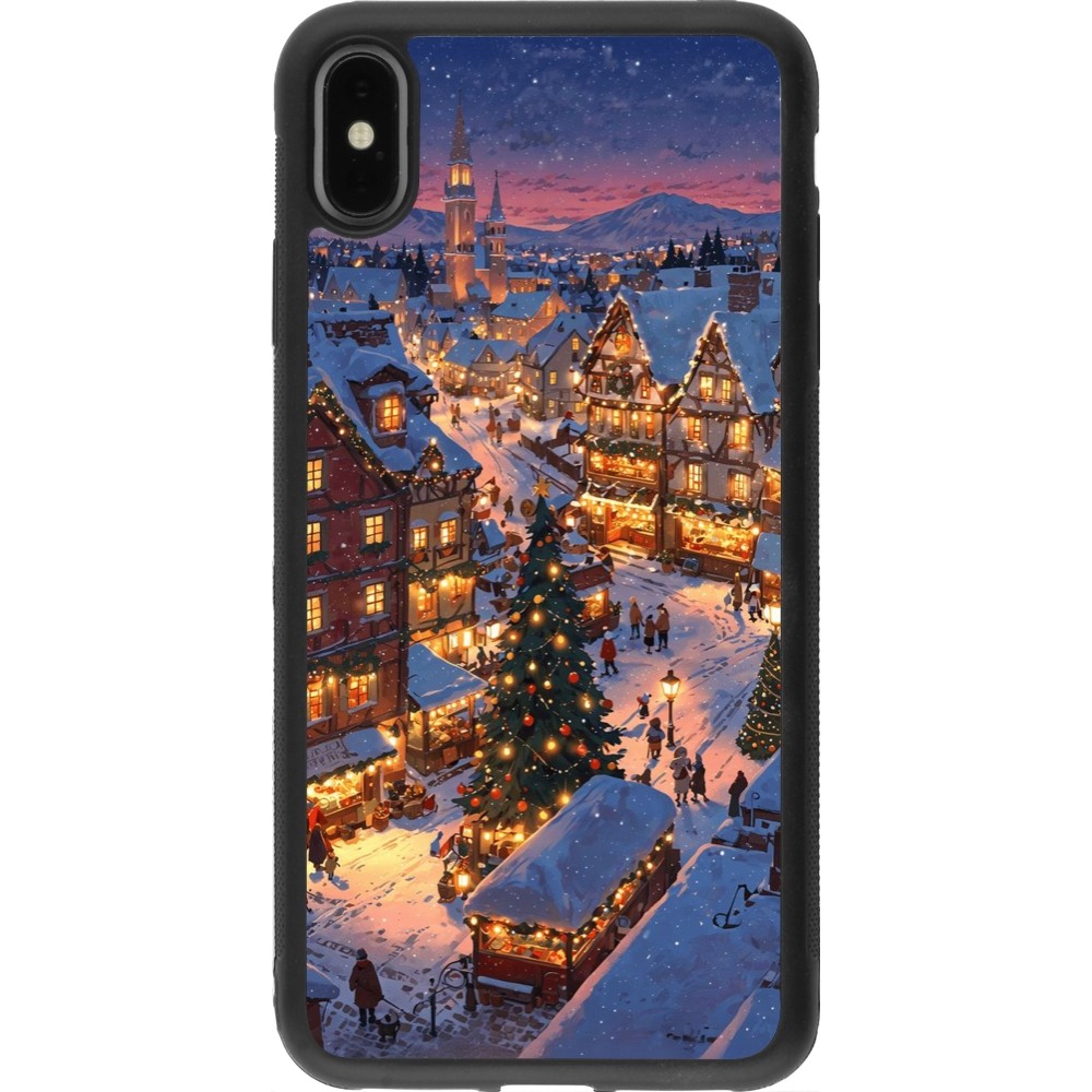 Coque iPhone Xs Max - Silicone rigide noir Christmas 25 Xmas Village