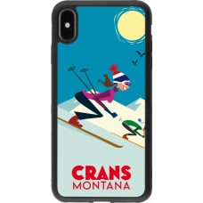 Coque iPhone Xs Max - Silicone rigide noir Crans-Montana Ski Downhill
