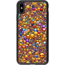 iPhone Xs Max Case Hülle - Silikon schwarz Emoji gemischt
