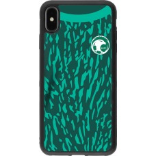 Coque iPhone Xs Max - Silicone rigide noir Maillot de football Arabie saoudite 2022 personnalisable