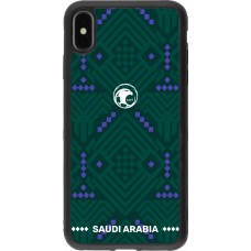 Coque iPhone Xs Max - Silicone rigide noir Maillot de football Arabie saoudite 2026 personnalisable