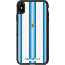 Coque iPhone Xs Max - Silicone rigide noir Maillot de football Argentine 2026 personnalisable