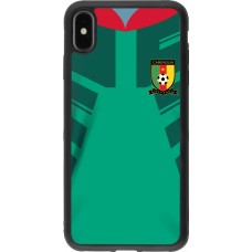 Coque iPhone Xs Max - Silicone rigide noir Maillot de football Cameroun 2022 personnalisable