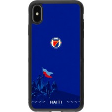Coque iPhone Xs Max - Silicone rigide noir Maillot de football Haiti 2026 personnalisable
