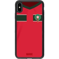 Coque iPhone Xs Max - Silicone rigide noir Maillot de football Maroc 2022 personnalisable