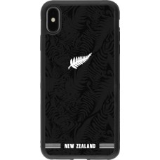 Coque iPhone Xs Max - Silicone rigide noir Maillot de football Nouvelle-Zélande 2026 personnalisable
