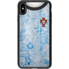 Coque iPhone Xs Max - Silicone rigide noir Maillot de football Portugal Extérieur personnalisable