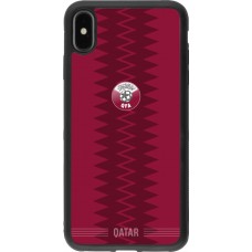 Coque iPhone Xs Max - Silicone rigide noir Maillot de football Qatar 2026 personnalisable