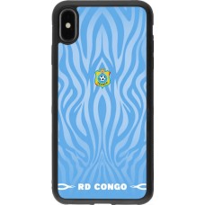 Coque iPhone Xs Max - Silicone rigide noir Maillot de football RD Congo 2026 personnalisable