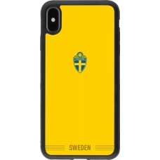 Coque iPhone Xs Max - Silicone rigide noir Maillot de football Suède 2026 personnalisable