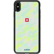 Coque iPhone Xs Max - Silicone rigide noir Maillot de football Suisse Away 2026 personnalisable