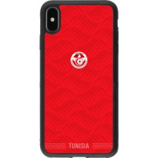 Coque iPhone Xs Max - Silicone rigide noir Maillot de football Tunisie 2026 personnalisable