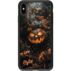 Coque iPhone Xs Max - Silicone rigide noir Halloween 2025 Pumpkin with flowers
