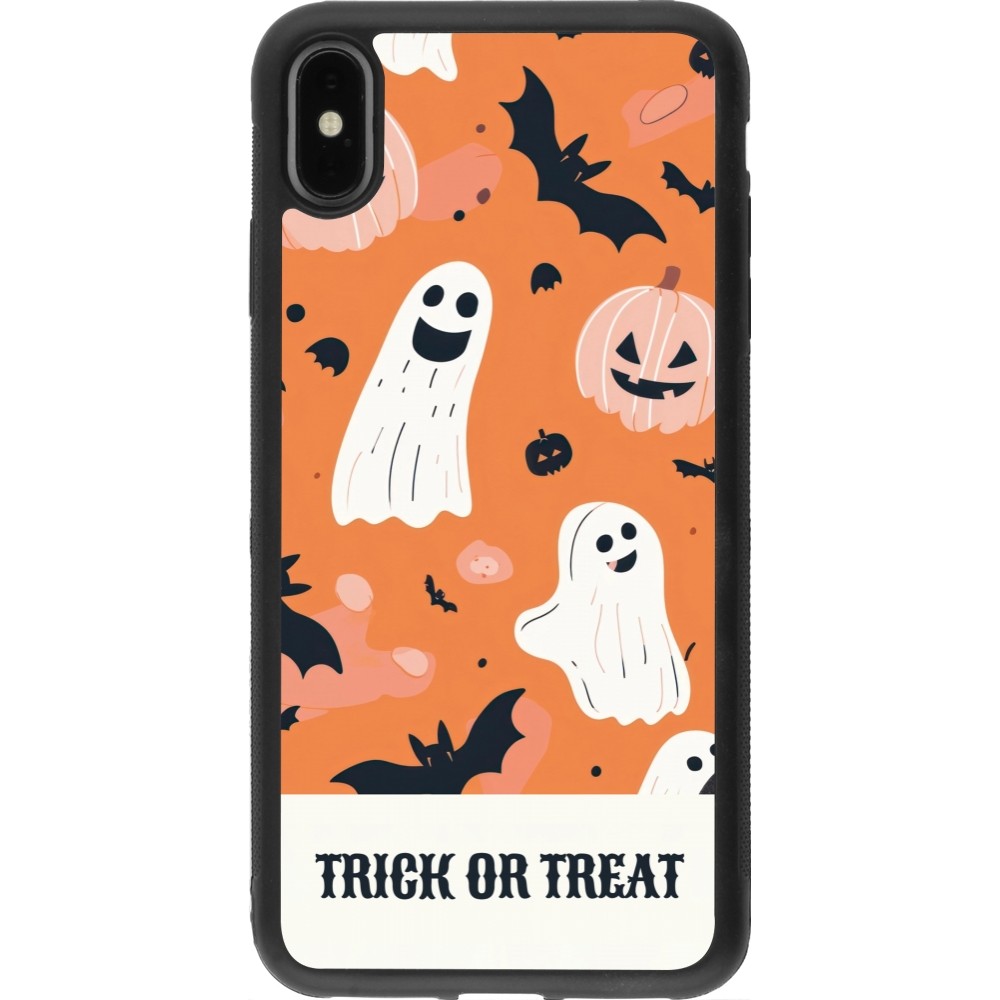 Coque iPhone Xs Max - Silicone rigide noir Halloween 2025 Trick treat