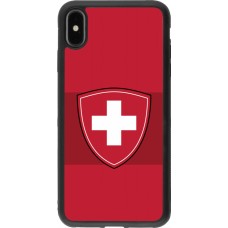 Coque iPhone Xs Max - Silicone rigide noir Hockey World Championship Ecusson Suisse