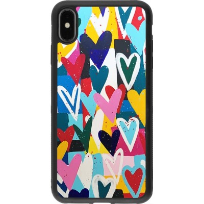 Coque iPhone Xs Max - Silicone rigide noir Joyful Hearts