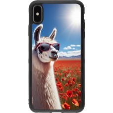 iPhone Xs Max Case Hülle - Silikon schwarz Lama Chic in Mohnblume