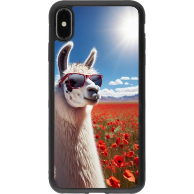 iPhone Xs Max Case Hülle - Silikon schwarz Lama Chic in Mohnblume