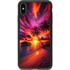Coque iPhone Xs Max - Silicone rigide noir Maldives Dusk Bliss