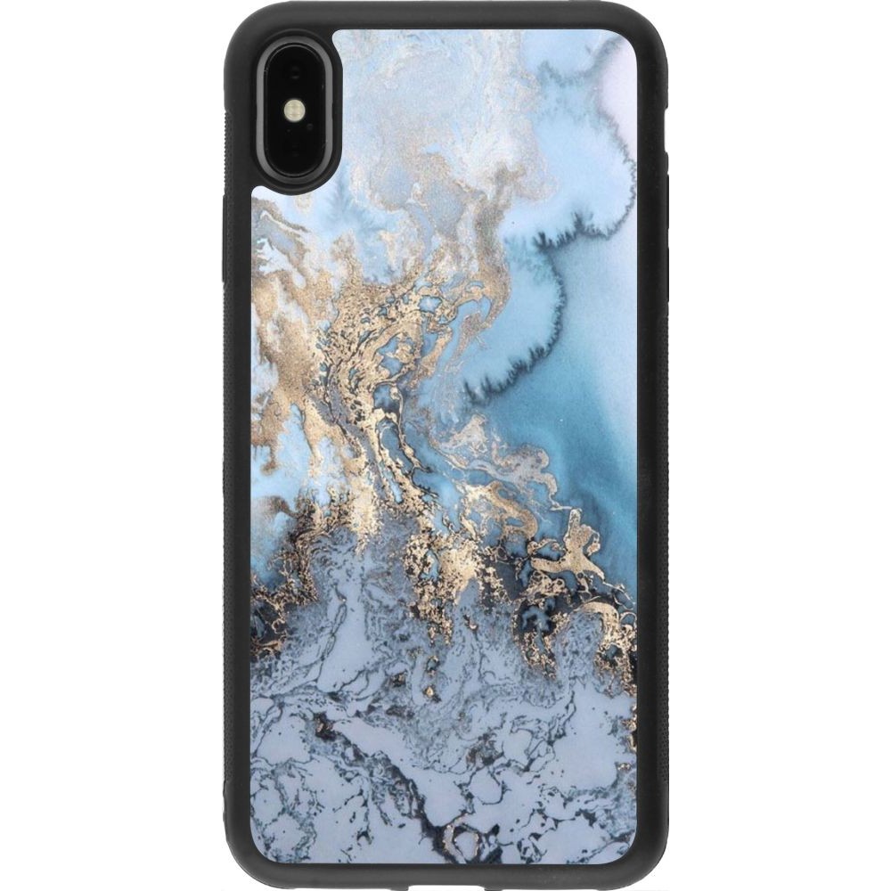 Coque iPhone Xs Max - Silicone rigide noir Marble 04