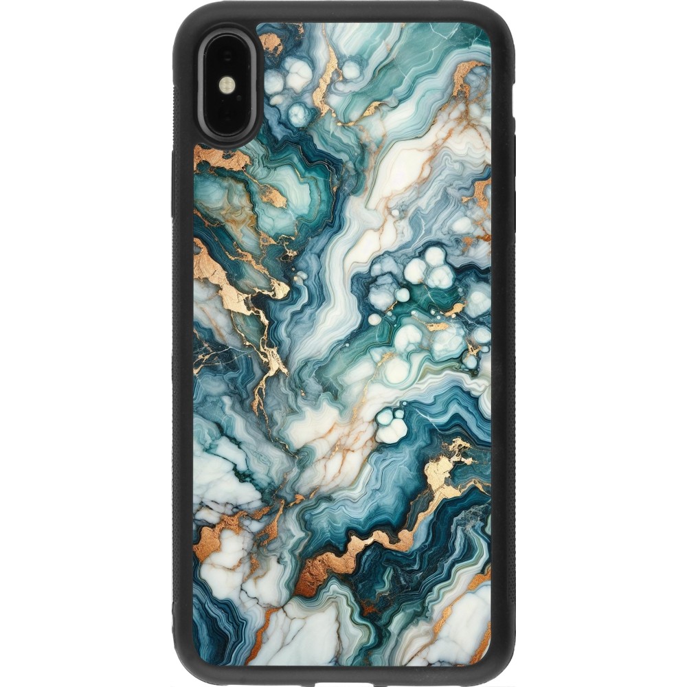 iPhone Xs Max Case Hülle - Silikon schwarz Grüner Blauer Goldener Marmor