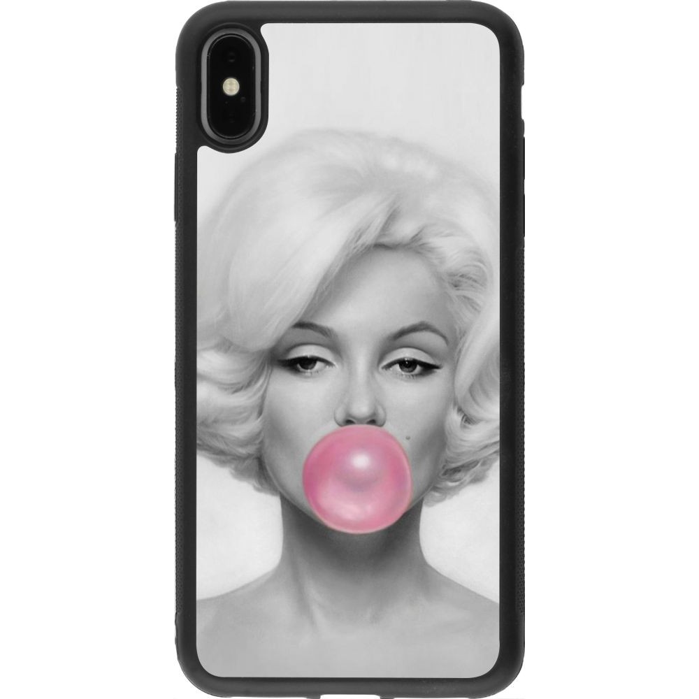 Coque iPhone Xs Max - Silicone rigide noir Marilyn Bubble