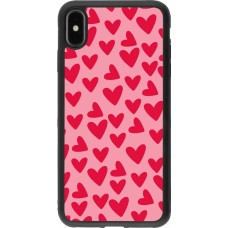 Coque iPhone Xs Max - Silicone rigide noir Mom 2024 petits coeurs