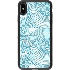 Coque iPhone Xs Max - Silicone rigide noir Ocean Waves